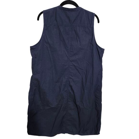 J. Crew Dress Navy Blue Preppy Button Front XL Sleeveless Shirt Dress - Picture 4 of 7